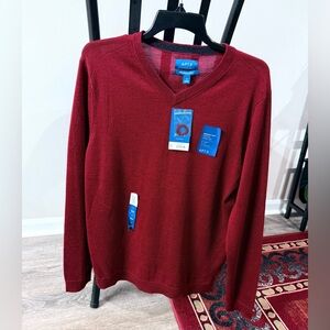NWT APT 9 Men's MED V-neck Sweater Rust Lightweight. Great to dress up or down